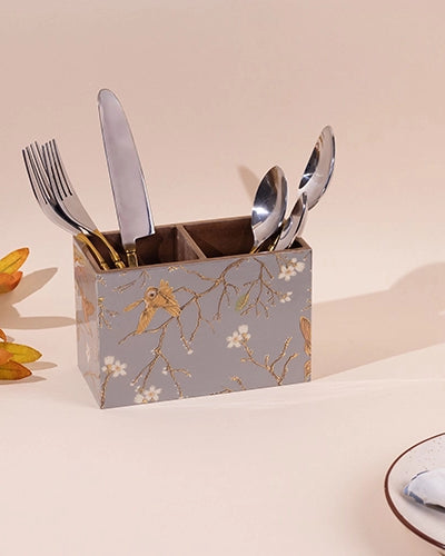 Grey Floral Cutlery Organizer