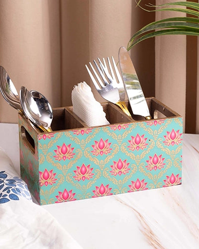 Lotus Printed Cutlery Organizer