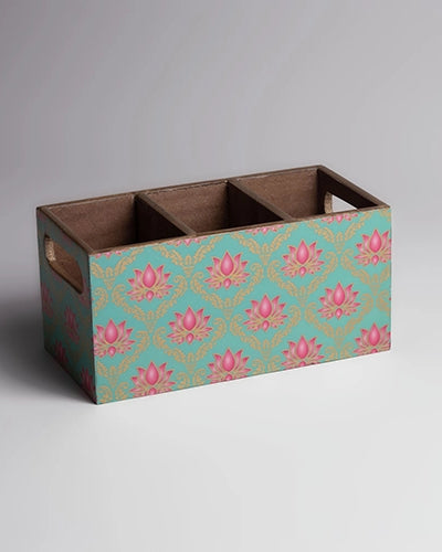 Lotus Printed Cutlery Organizer
