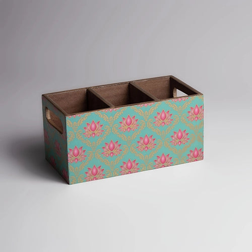 Lotus Printed Cutlery Organizer