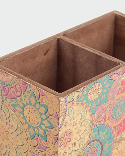Floral Bliss Wooden Pen Stand