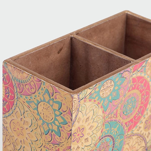 Floral Bliss Wooden Pen Stand