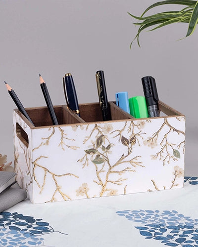 Blossom Branch Wooden Pen Organizer