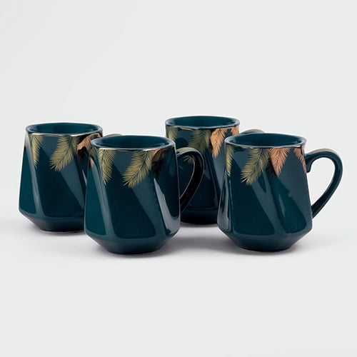 Tranquil Teal Ceramic Tea Cups (Set of 4)