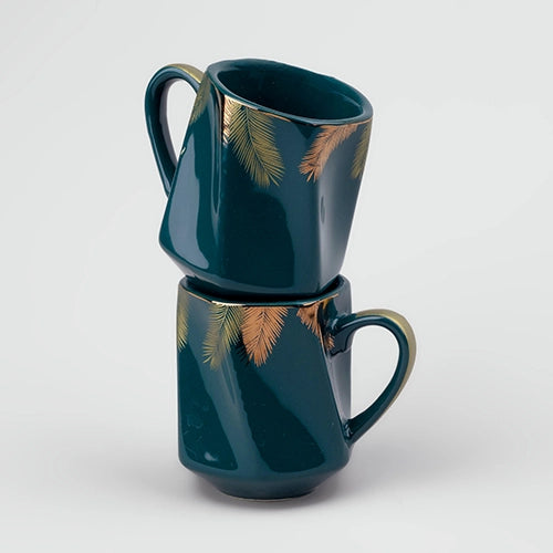 Tranquil Teal Ceramic Tea Cups (Set of 2)