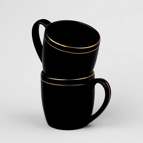 Black and Gold Line Ceramic Tea Cups (Set of 2)