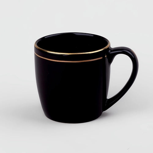 Black and Gold Line Ceramic Tea Cups (Set of 4)