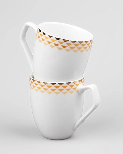 White and Gold Printed Tea Cup (Set of 2)