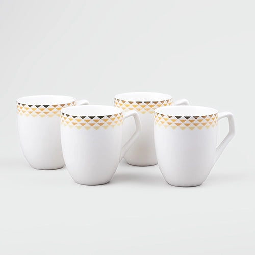White and Gold Printed Tea Cup (Set of 4)