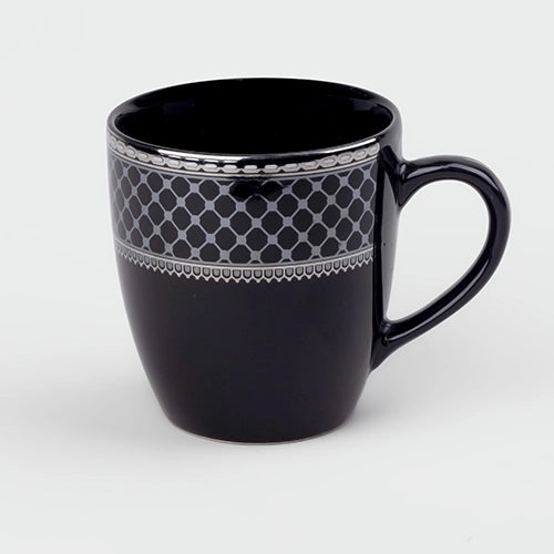 Elegant Glossy Black Gold Print Cup (Set of 4)