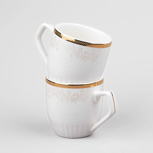 Stylish Porcelain Floral Design Tea Cups (Set of 2)