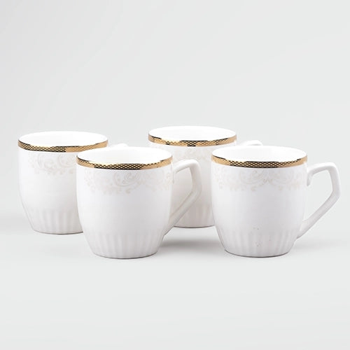 Stylish Porcelain Floral Design Tea Cups (Set of 4)
