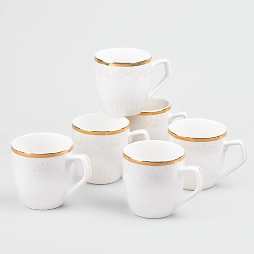 Stylish Porcelain Floral Design Tea Cups (Set of 6)