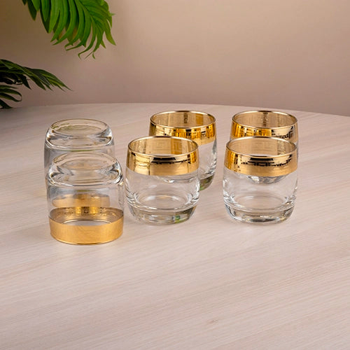Gold Rimmed Whiskey Glasses (Set of 6)