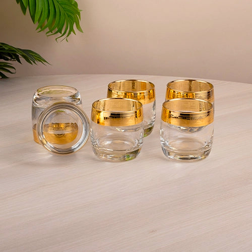Gold Rimmed Whiskey Glasses (Set of 6)