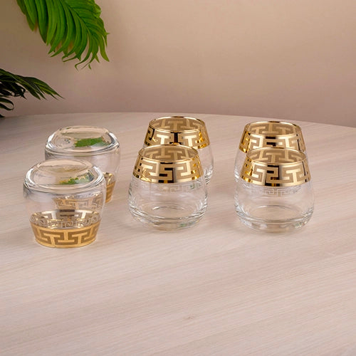 Printed Gold Whiskey Glasses (Set of 6)