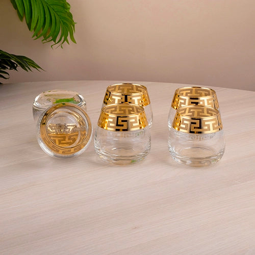 Printed Gold Whiskey Glasses (Set of 6)