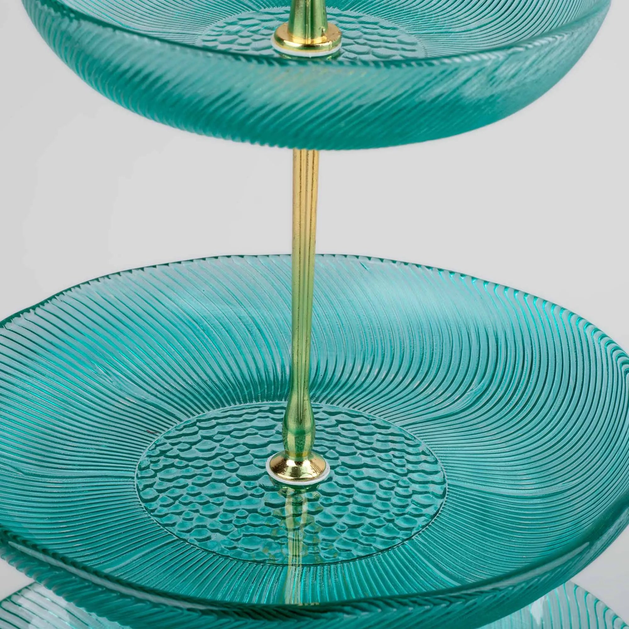 Blue Bloom 3-Tier Glass Platter Stand