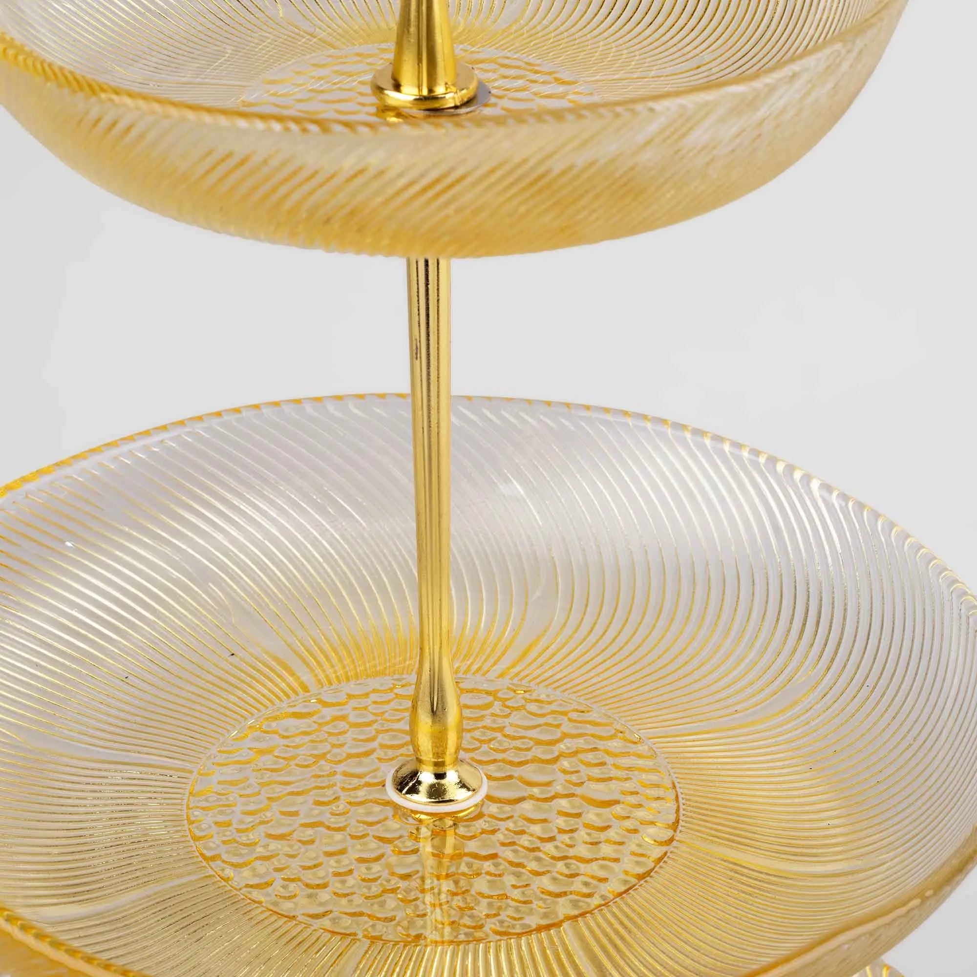 Golden Bloom 3-Tier Glass Platter Stand