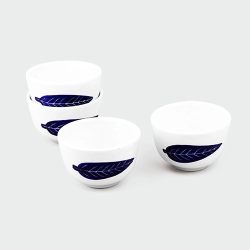 Sturdy Ashoka Leaf Ceramic Bowl (Set of 4)