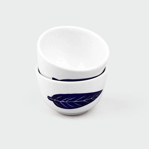 Sturdy Ashoka Leaf Ceramic Bowl (Set of 2)