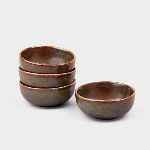 Stylish Brown Glossy Ceramic Bowl (Set of 4)