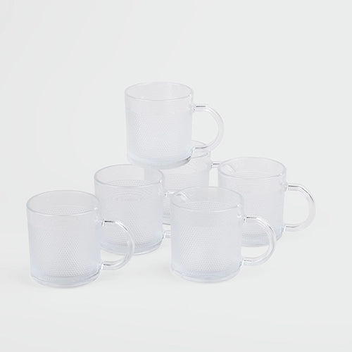 Textured Glass Tea Cup (Set of 6)