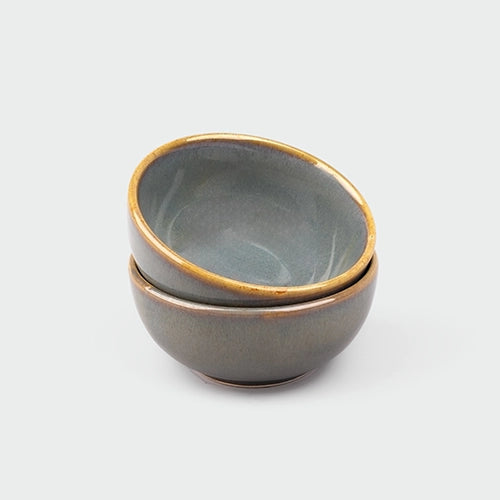 Classic Steel Grey Ceramic Bowl (Set of 2)