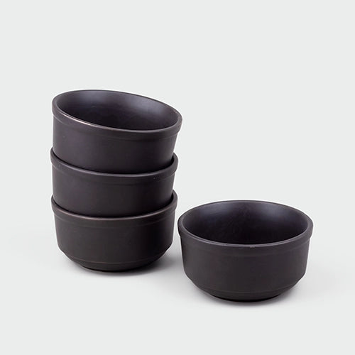 Volcano Black Terracotta Ceramic Bowls (Set of 4)