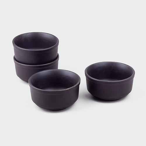 Volcano Black Terracotta Ceramic Bowls (Set of 4)