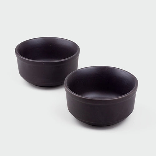 Volcano Black Terracotta Ceramic Bowls (Set of 2)