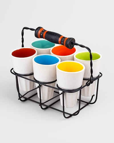 Versatile Ceramic Tea Kulhad Set with Stand