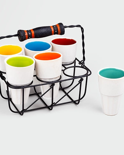 Versatile Ceramic Tea Kulhad Set with Stand