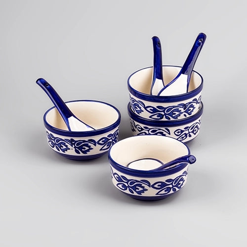 Floral Printed Porcelain Bowl (Set of 4)