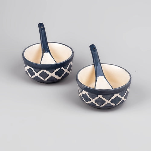 Grey Textured Porcelain Soup Bowl (Set of 4)