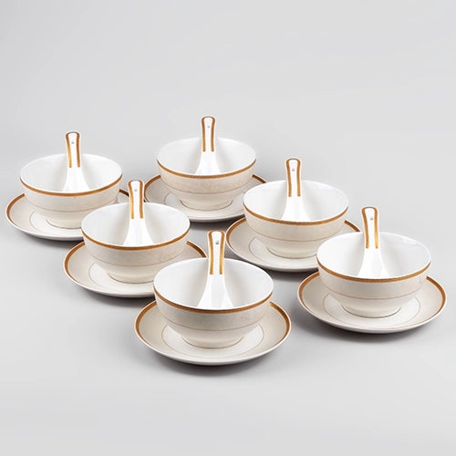 Luxurious Gold-Rimmed Soup Bowl (Set of 6)