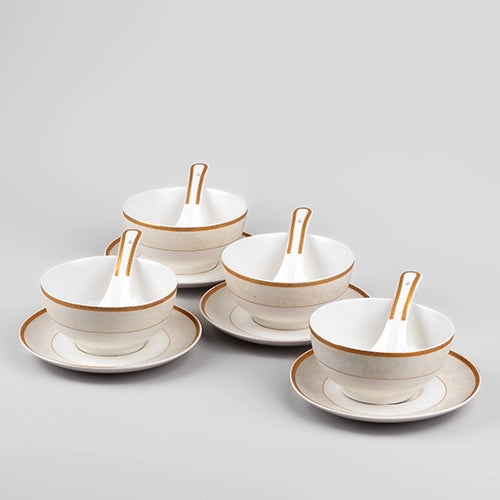Luxurious Gold-Rimmed Soup Bowl (Set of 4)