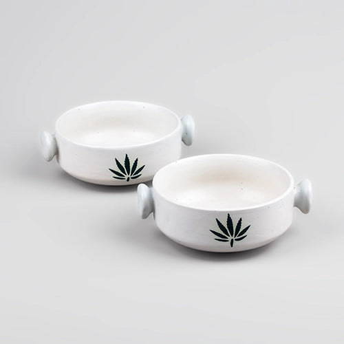 Leaf Imprint White Serving Bowl (Set of 6)