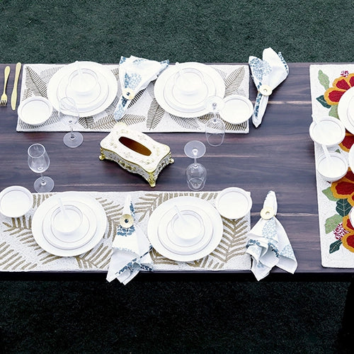 35 Pcs White and Gold Dinner Set