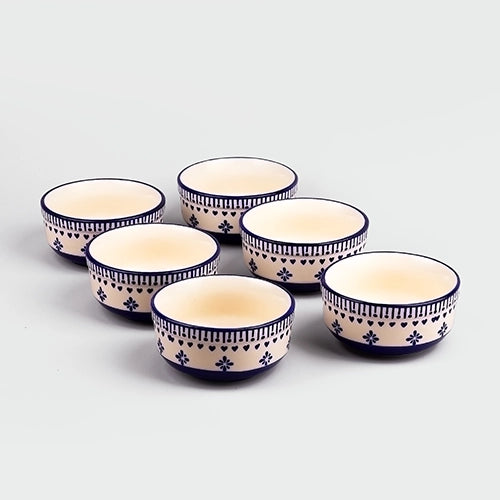 Serene Blue Ceramic Serving Bowl (Set of 6)