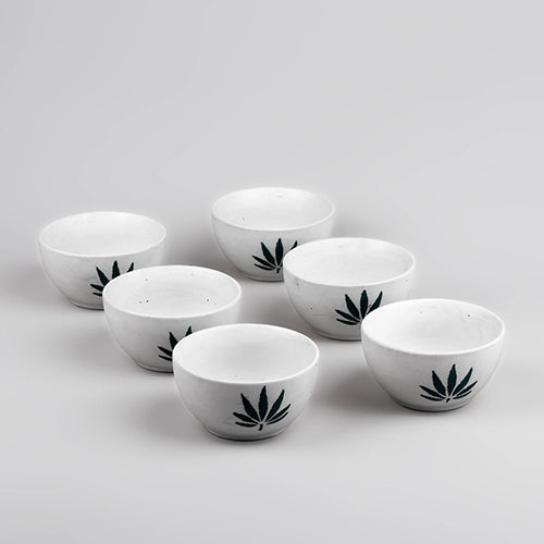 Opulent White Ceramic Bowl (Set of 6)