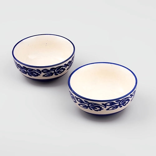 Timeless Blue Blossom Ceramic Bowl (Set of 4)