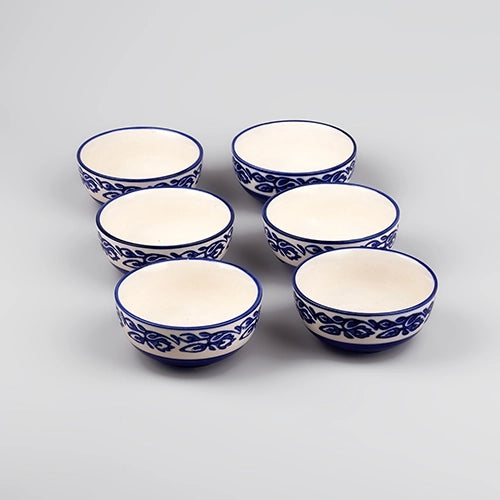 Timeless Blue Blossom Ceramic Bowl (Set of 6)