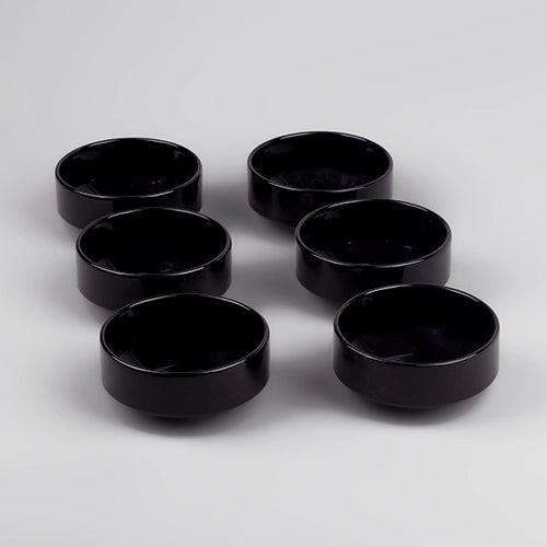 Midnight Glossy Porcelain Black Bowl (Set of 6)