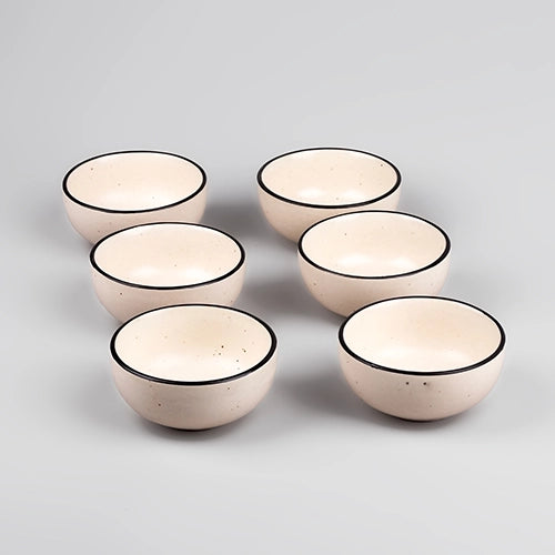 Elegant Black Matte Ceramic Serving Bowl (Set of 6)