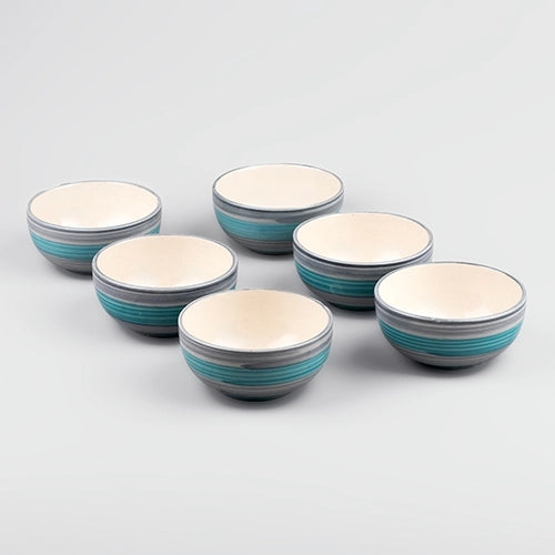 Opulent Sea Green Ceramic Dessert Bowl (Set of 6)