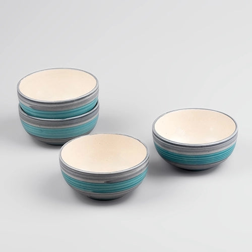 Opulent Sea Green Ceramic Dessert Bowl (Set of 6)
