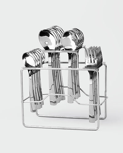 Sleek Silver Cutlery Stand Set