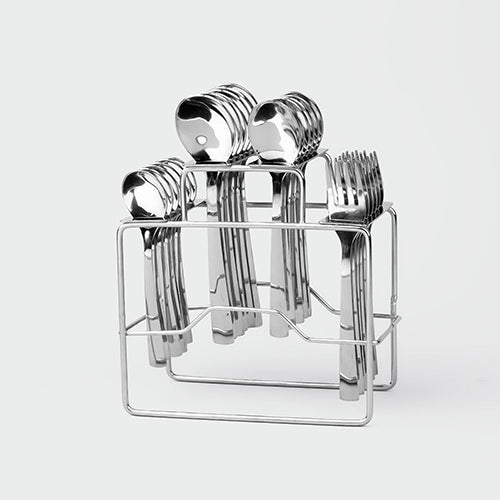 Sleek Silver Cutlery Stand Set