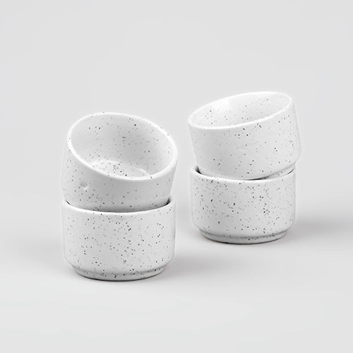 Stylish White Ceramic Chutney Bowl (Set of 4)